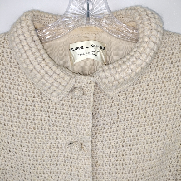 Vintage Philippe L. Gaulier Hand Crocheted Single Breasted Button Down Jacket - Picture 2 of 10